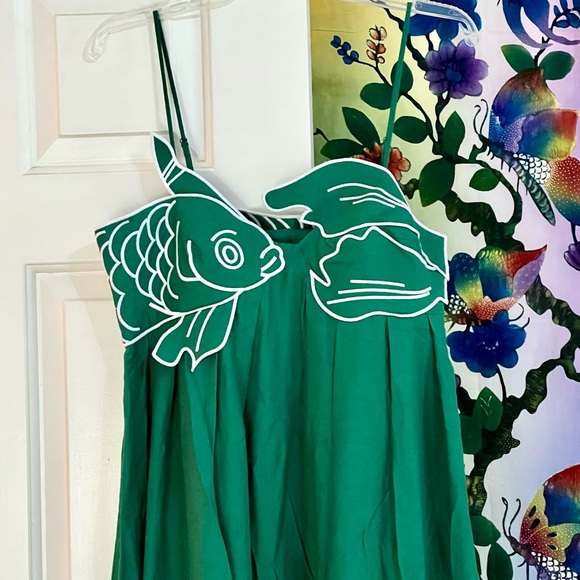 🌺🎉HP🎉🌺 NWT Farm Rio Green Fish Top Maxi Dress - Picture 12 of 16
